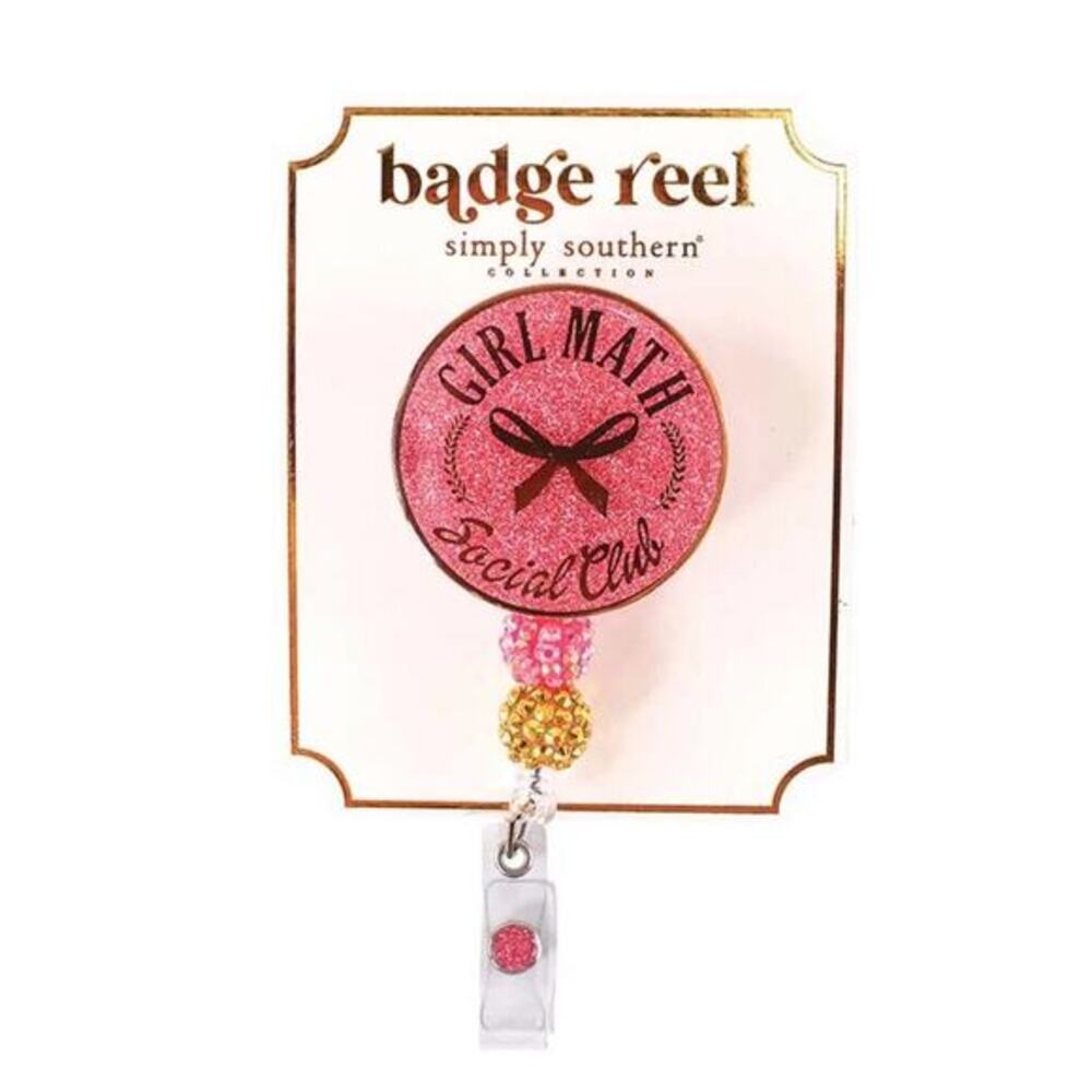 Retractable Badge Reel Girl Math Social Club Simply Southern Pink Gold